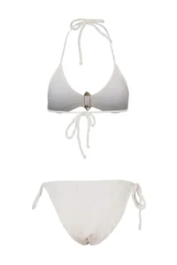 TRENDYOLMİLLA Ecru Simli balconette Covered with accessories High Waist Regular Bikini Set - Image 6