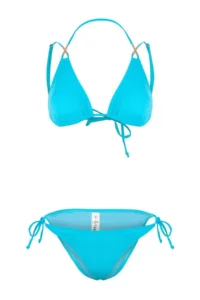 TRENDYOLMİLLA Turquoise Triangle Covered Accessory Detailed Regular Bikini Set - Image 4