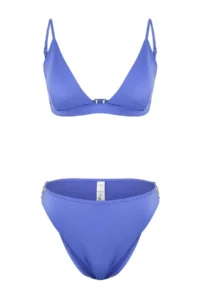 TRENDYOLMİLLA Saks Blue Triangle Covered Accessory Detailed Regular Bikini Set - Image 4