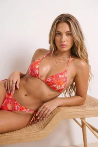 TRENDYOLMİLLA Ethnic Patterned Triangle Covered Low Waist Regular Bikini Set