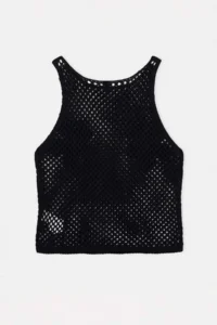 TRENDYOLMİLLA Black Knitwear Cellular Aplikeli Regular Beach Blouse - Image 3