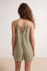 TRENDYOLMİLLA MINT Muslin Mini Regular 100% Cotton Beach Jumpsuit - Image 2