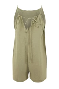 TRENDYOLMİLLA MINT Muslin Mini Regular 100% Cotton Beach Jumpsuit - Image 4
