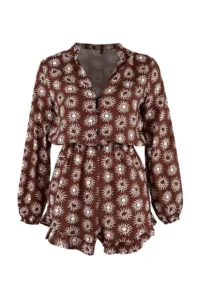 TRENDYOLMİLLA Resort Collection flower patterned Weaving Frilly Balloon Sleeve Beach Jumpsuit - Image 6