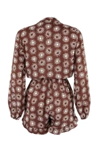 TRENDYOLMİLLA Resort Collection flower patterned Weaving Frilly Balloon Sleeve Beach Jumpsuit - Image 7