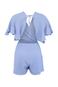 TRENDYOLMİLLA Mavi Knitting Mini Frilly Regular Beach Jumpsuit - Image 6