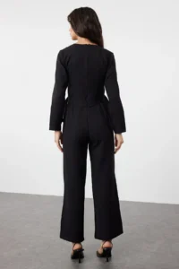 Trendyol Modest Black Accessory Detailed Double breasted Cut Weaving Jumpsuit - Image 5