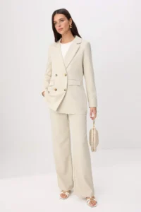 Trendyol Modest Stone relaxed linen look Plain Weaving Bottom&Top Hijab Bottom - Top Set