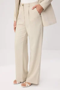 Trendyol Modest Stone relaxed linen look Plain Weaving Bottom&Top Hijab Bottom - Top Set - Image 3