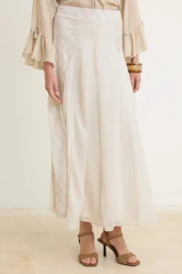 Trendyol Modest Beige Lined Checkered Weaving Maxi LONG Skirt - Image 3