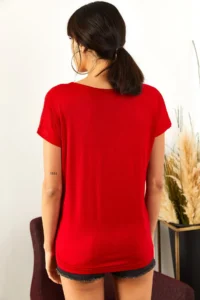 Olalook Women's Red Collar Lace Casual Viscose Blouse - Image 5