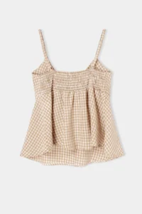 Drop by TrendyolMilla Beige Sleeveless Bow tie Collar Crispy Blouse - Image 5