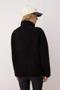 TRENDYOLMİLLA Black Oversized Plush Knitting Sports Jacket - Image 5