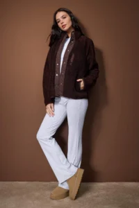 TRENDYOLMİLLA Brown Plush Knitting Sports Jacket