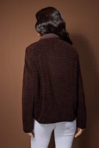 TRENDYOLMİLLA Brown Plush Knitting Sports Jacket - Image 4