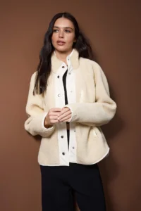 TRENDYOLMİLLA Ecru Plush Knitting Sports Jacket - Image 2