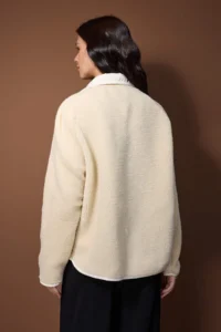 TRENDYOLMİLLA Ecru Plush Knitting Sports Jacket - Image 4