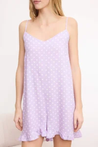 TRENDYOLMİLLA Lilac-Multicolored Polka Dot Frilly Rope Sleeveless Viscose Weaving Jumpsuit - Image 3