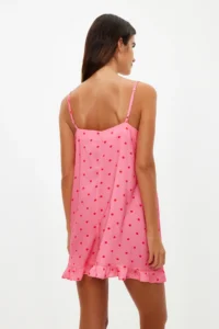 TRENDYOLMİLLA Pink Polka Dot Frilly Rope Sleeveless Viscose Weaving Jumpsuit - Image 6