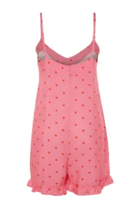 TRENDYOLMİLLA Pink Polka Dot Frilly Rope Sleeveless Viscose Weaving Jumpsuit - Image 8