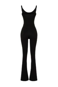 TRENDYOLMİLLA Black Ekstra Shaping Adjustable Rope Sleeveless Destekli Yoga Knitting Sports Jumpsuit - Image 8