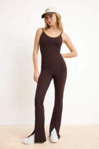 TRENDYOLMİLLA Dark Brown Ekstra Shaping Adjustable Rope Sleeveless Destekli Yoga Sports Jumpsuit