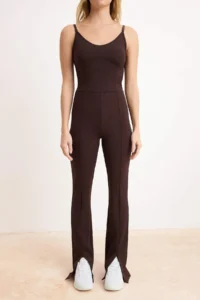 TRENDYOLMİLLA Dark Brown Ekstra Shaping Adjustable Rope Sleeveless Destekli Yoga Sports Jumpsuit - Image 3