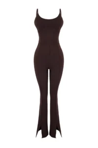 TRENDYOLMİLLA Dark Brown Ekstra Shaping Adjustable Rope Sleeveless Destekli Yoga Sports Jumpsuit - Image 5