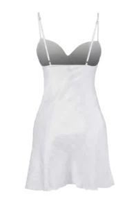 TRENDYOLMİLLA WHITE 2 Sets Satin Weaving Belted Robe + Nightgown - Image 2