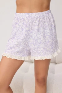 TRENDYOLMİLLA Lilac Floral shally Weaving Pajama Set - Image 3