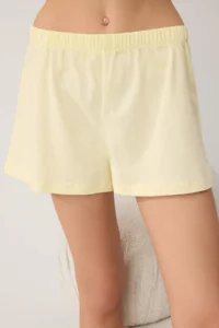 TRENDYOLMİLLA Yellow 100% Cotton Printed Lace Detailed Knitting Pajama Set - Image 3