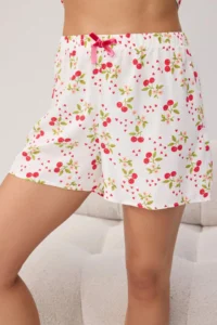 TRENDYOLMİLLA WHITE-Multicolored Printed shally Weaving Pajama Set - Image 3