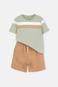 MINT Color Bloklu Knitting Bottom - Top Set