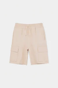 Khaki-Beige 2 Sets Boys' Cotton Elastic Waist Cargo with pocket Knitting Shorts - Image 8