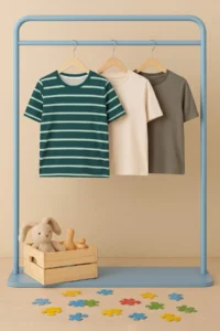 Green-Stone-Khaki Plain Knitting T-Shirt