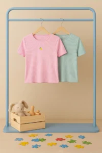 Pink-MINT Embroidered Knitting T-Shirt