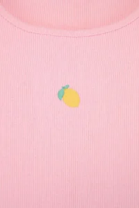 Pink-MINT Embroidered Knitting T-Shirt - Image 3