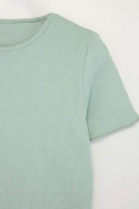 Pink-MINT Embroidered Knitting T-Shirt - Image 5