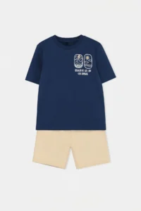 Indigo Plain Knitting Boys' Bottom - Top Set