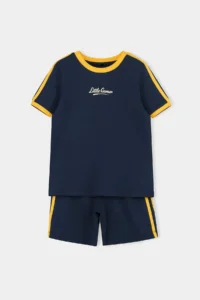 Navy Blue Plain Knitting Bottom - Top Set