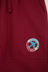 Burgundy-Navy Blue Plain Boys' Knitting Shorts & Bermuda - Image 10