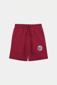 Burgundy-Navy Blue Plain Boys' Knitting Shorts & Bermuda - Image 9