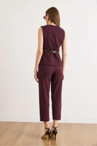 Olalook Women's Plum Belted Vest Trousers Suit - Image 6