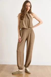 Olalook Women Mink Bottom Top textured Set