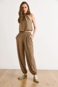 Olalook Women Mink Bottom Top textured Set - Image 4