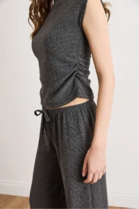 Olalook Women's Anthracite Blouse Trousers Textured Suit - Image 4