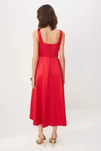 TRENDYOLMİLLA Red A-Cut Satin Weaving Chic Evening Gown Gece Graduation Dress - Image 4