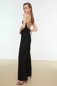TRENDYOLMİLLA Black Back Detailed Weaving Jumpsuit - Image 2