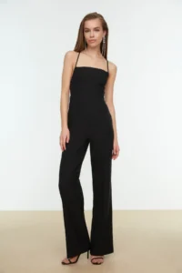 TRENDYOLMİLLA Black Back Detailed Weaving Jumpsuit - Image 3