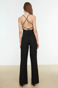 TRENDYOLMİLLA Black Back Detailed Weaving Jumpsuit - Image 6